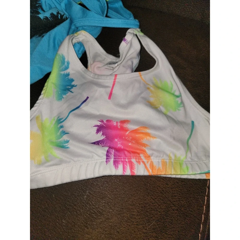 Justice sport palm trees‎ tank bra and shorts size 7 8 active wear